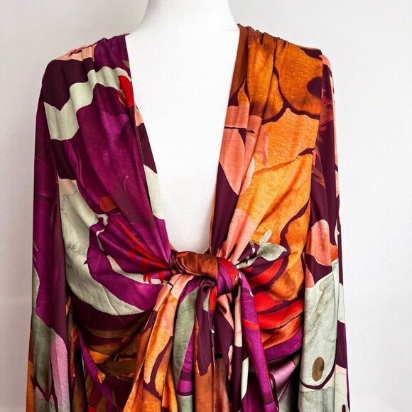 ANDREA IYAMAH TAKWA COLORFUL FRONT-TIE KIMONO MIDI DRESS IN EVE PRINT - OS - Picture 4 of 13